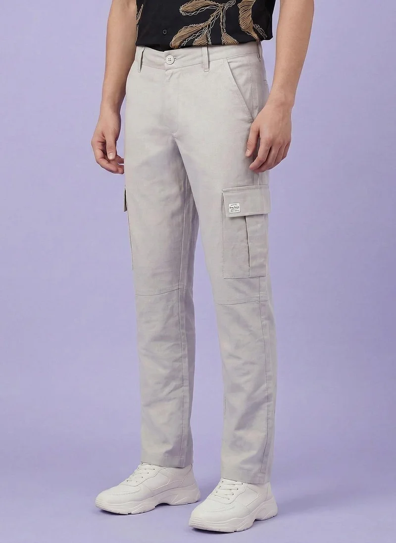 Being Human Grey Men Relaxed Straight Leg Cargos Trousers for Men | Best Price UAE