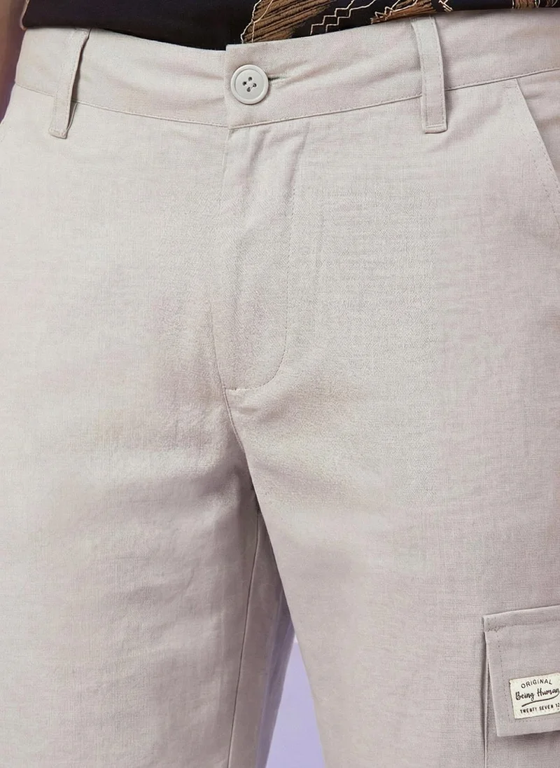 Being Human Grey Men Relaxed Straight Leg Cargos Trousers for Men | Best Price UAE