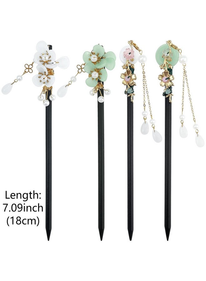Aswewamt 4 Pcs Japanese Chinese Hair Stick Retro Wooden Hairpin Flower Hair Chopsticks Vintage Hanfu Pins Headdress Classic Hair Fork for Long Hair Women - Image 2
