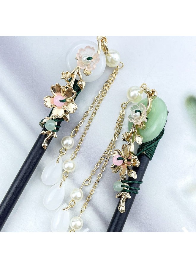 Aswewamt 4 Pcs Japanese Chinese Hair Stick Retro Wooden Hairpin Flower Hair Chopsticks Vintage Hanfu Pins Headdress Classic Hair Fork for Long Hair Women - Image 3
