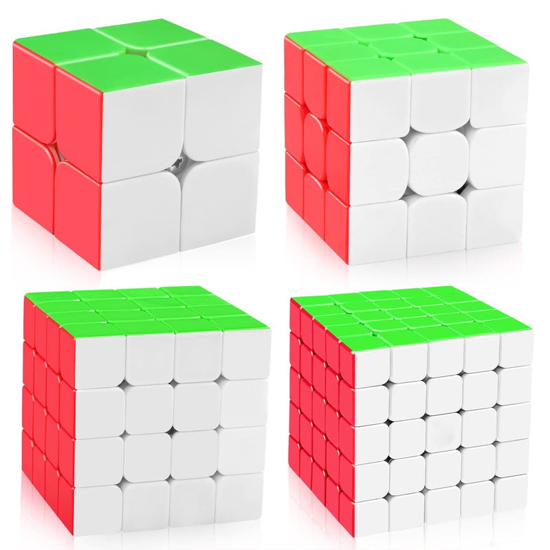 D-FantiX Speed Cube Set, Meilong MF2S 2x2 MF3S 3x3 MF4S 4x4 MF5S 5x5 Stickerless Speed Cubes Bundle with Gift Box - Image 1