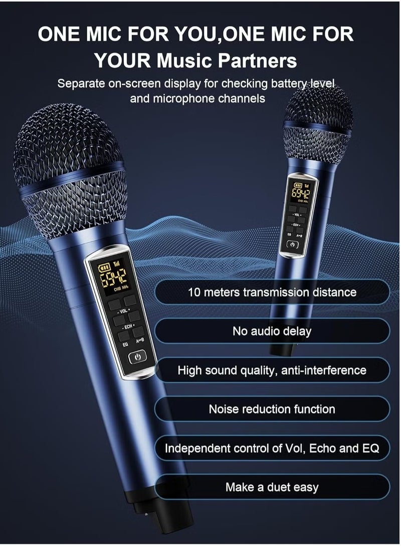 Portable Karaoke Machine with Dual Wireless Microphones – Rechargeable Bluetooth Speaker for Kids & Adults, AUX/USB/TF Card Support, PA System for Home, Parties, and Outdoor Entertainment - pzsku/Z03BC351EC1BD722B4CC6Z/45/_/1740394144/e67f4ba1-2188-4e8d-9f11-57ff43393359