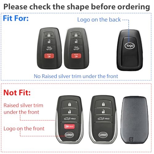 Aoocar 4 Button Genuine Leather Key Fob Cover for Toyota RAV4 Camry Corolla Avalon CHR Prius 4Runner Highlander Mirai 2018 2019 2020 2021 2022Black - Image 3