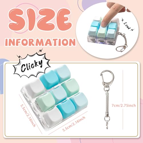 mintcaps Keyboard Fidget Toy Fidget Keychain with Led Light Button Keyboard Clicker Fidget Toy for Adults Stress Relief Keyboard Fidget Clicker Style D - Image 5