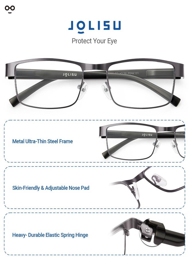 JOLISU 5PCS Reading Glasses Men - Blue Light Blocking Computer Metal Thin Frame Readers For Mens/Women（2.00） - Image 4
