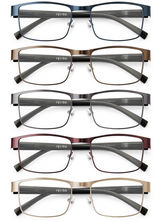 JOLISU 5PCS Reading Glasses Men - Blue Light Blocking Computer Metal Thin Frame Readers For Mens/Women（2.00） - Image 1