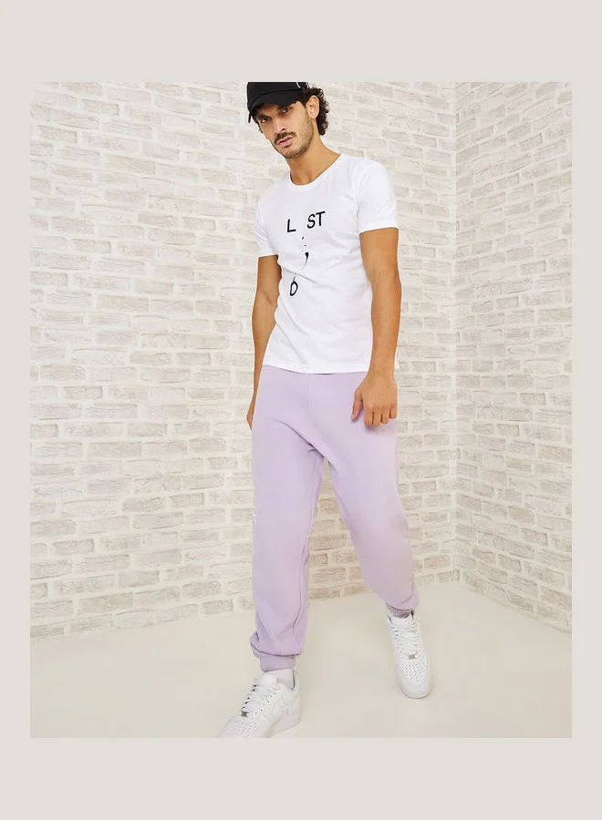 Styli  Pack of 2 Slogan Print Regular Fit Tshirt for Men | Best Price UAE