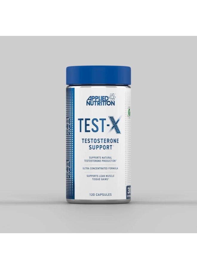 Applied Nutrition Test-X Testosterone Support Supplement – 120 Capsules | Boosts T-Levels, Muscle, Strength & Vitality | 30 Servings