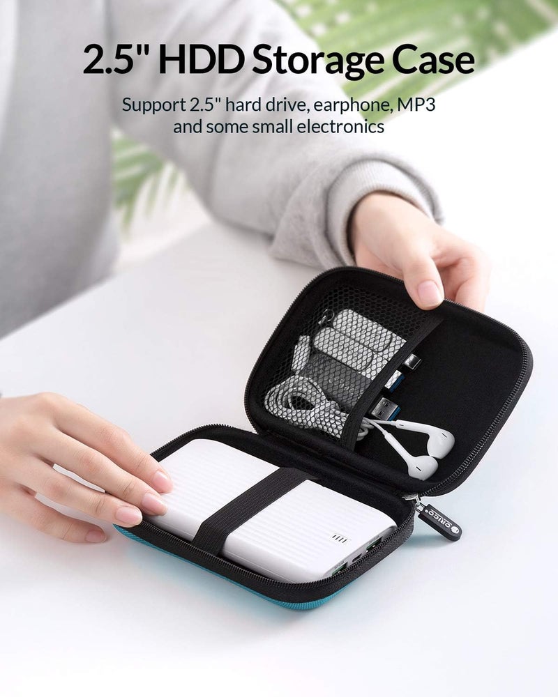 ORICO Hard Drive Case 2.5 inch External Drive Storage Carrying Bag Waterproof Shockproof with Inner Size 5.5x3.5x1.0inch for Organizing HDD and Electronic Accessories, Blue(PHD-25) - Image 2