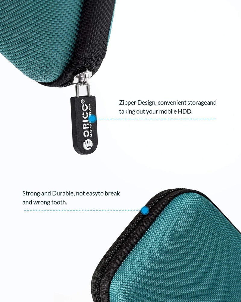 ORICO Hard Drive Case 2.5 inch External Drive Storage Carrying Bag Waterproof Shockproof with Inner Size 5.5x3.5x1.0inch for Organizing HDD and Electronic Accessories, Blue(PHD-25) - Image 4