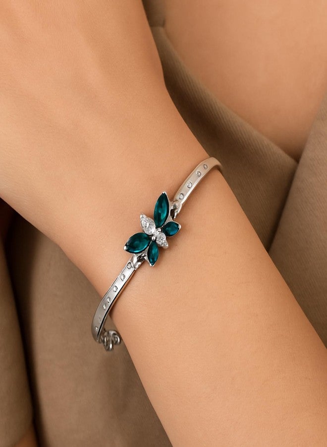 Mahi Butterfly-Shaped Bracelet Set of 2 with Pink Blue Crystals and Rhodium Plating for Women CO1104897R - Image 5