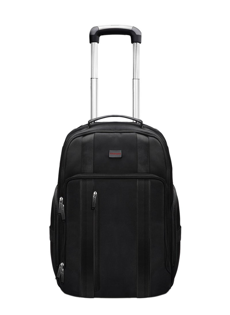 PROMATE - Promate Trolley Bag, 2-in-1 Lightweight Trolley Bag and Backpack with Telescoping Handle, Adjustable Straps, Water Resistance and In-Line Wheels for 15.6-inch Laptops - Image 1