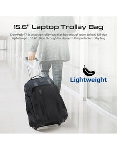 PROMATE Promate Trolley Bag, 2-in-1 Lightweight Trolley Bag and Backpack with Telescoping Handle, Adjustable Straps, Water Resistance and In-Line Wheels for 15.6-inch Laptops  - Image 2