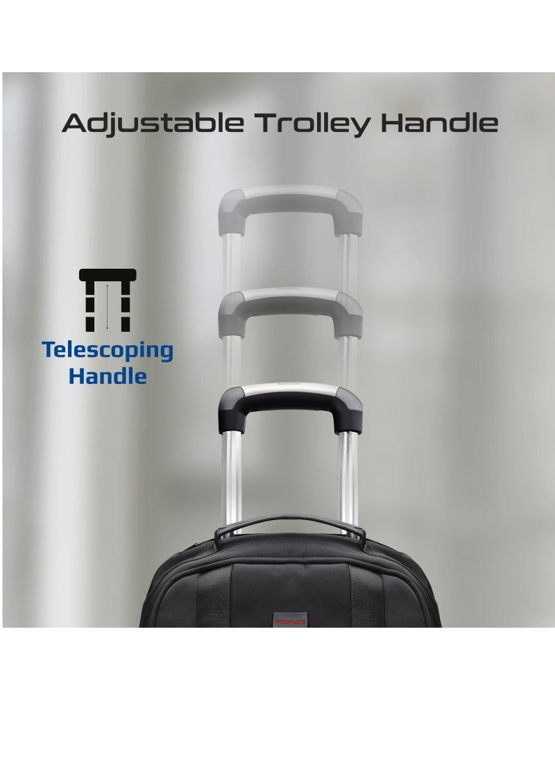 PROMATE - Promate Trolley Bag, 2-in-1 Lightweight Trolley Bag and Backpack with Telescoping Handle, Adjustable Straps, Water Resistance and In-Line Wheels for 15.6-inch Laptops - Image 1