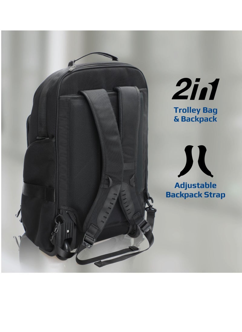 PROMATE - Promate Trolley Bag, 2-in-1 Lightweight Trolley Bag and Backpack with Telescoping Handle, Adjustable Straps, Water Resistance and In-Line Wheels for 15.6-inch Laptops - Image 1