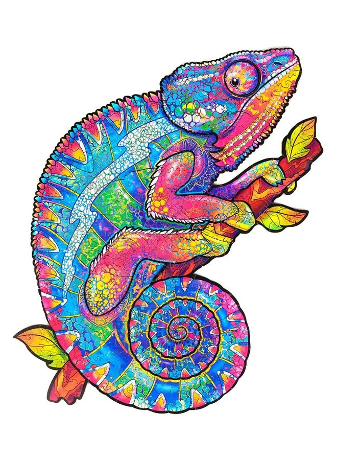 أحجية تركيب صور من الخشب بتصميم حرباء مقاس A4 مكونة من 120 قطعة 29x21x0.5سم - Image 1