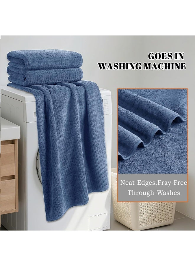 Alruht 2 Pieces Bath Towels, Ultra Soft Coral Fleece, Shower Towels, Quick Drying Highly Absorbent, Absorbent Towel, for Adults, Blue Grey 70x140 cm - Image 2
