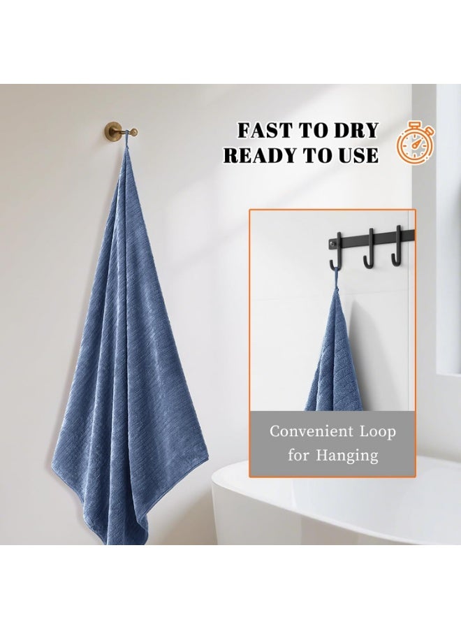 Alruht 2 Pieces Bath Towels, Ultra Soft Coral Fleece, Shower Towels, Quick Drying Highly Absorbent, Absorbent Towel, for Adults, Blue Grey 70x140 cm - Image 3