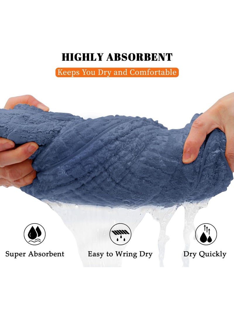 Alruht 2 Pieces Bath Towels, Ultra Soft Coral Fleece, Shower Towels, Quick Drying Highly Absorbent, Absorbent Towel, for Adults, Blue Grey 70x140 cm - Image 4