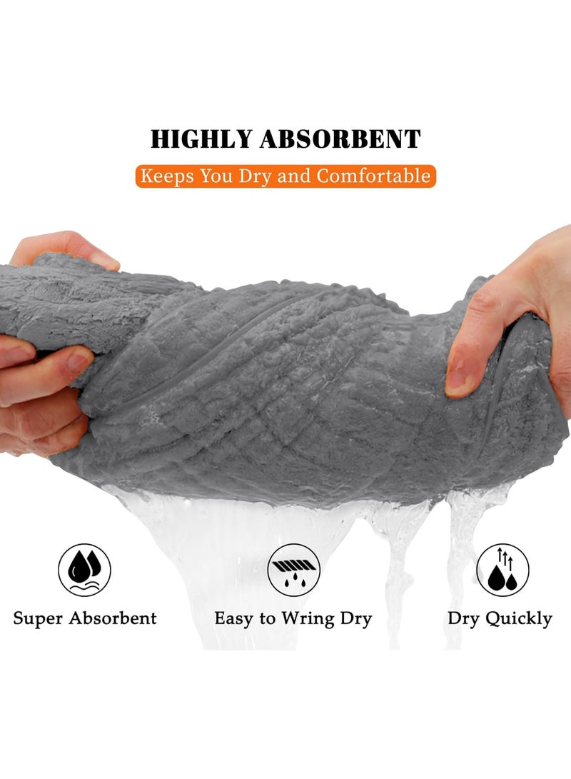 Alruht 2 Pieces Bath Towels, Ultra Soft Coral Fleece, Shower Towels, Quick Drying Highly Absorbent, Absorbent Towel, for Adults, Blue Grey 70x140 cm - Image 5