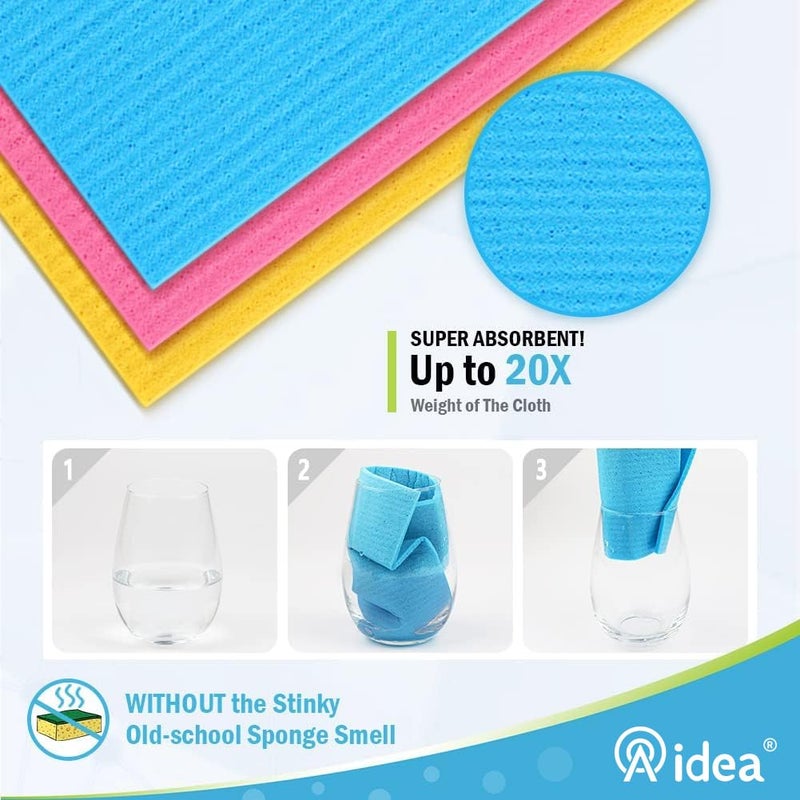 AIDEA Swedish Dishcloths for Kitchen, 20PK, Reusable Paper Towels, Kitchen Washcloths Dish Rags, Eco Friendly No Odor Reusable Cleaning Cloths, Cellulose Sponge Cloths, 7"Ã—6" - Image 3