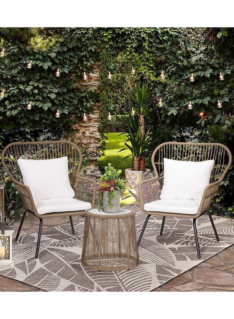 73Hours 3-Piece Rattan Outdoor Chair Set with Cushions, UV Resistant Patio Furniture for Balcony or Garden - Image 2