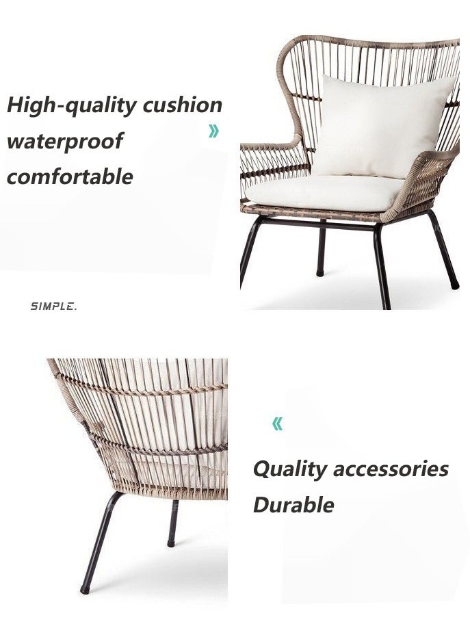 73Hours 3-Piece Rattan Outdoor Chair Set with Cushions, UV Resistant Patio Furniture for Balcony or Garden - Image 3