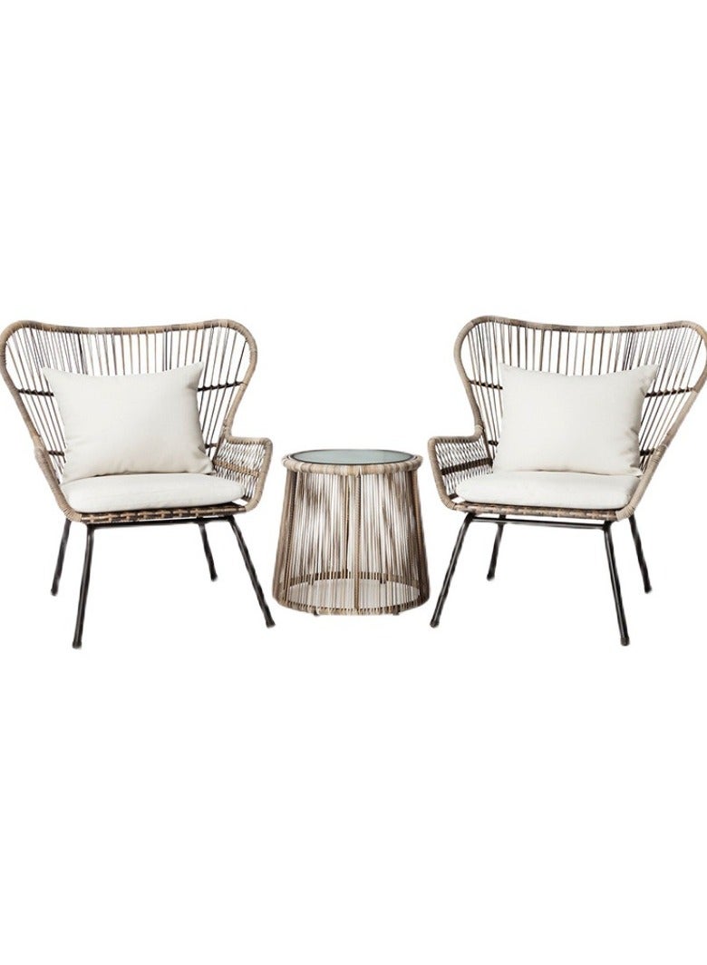 73Hours 3-Piece Rattan Outdoor Chair Set with Cushions, UV Resistant Patio Furniture for Balcony or Garden - Image 1