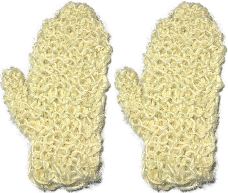 Mr.Cui'shop 2 Pack 100% Natural Exfoliating Sisal Fiber Loofah Glove Mitt Mitten - Bath Sponge Scrubber Remove Dead Skin - Great for Skin Care in The Bath - Spa or Shower for Human or Pets - Image 1