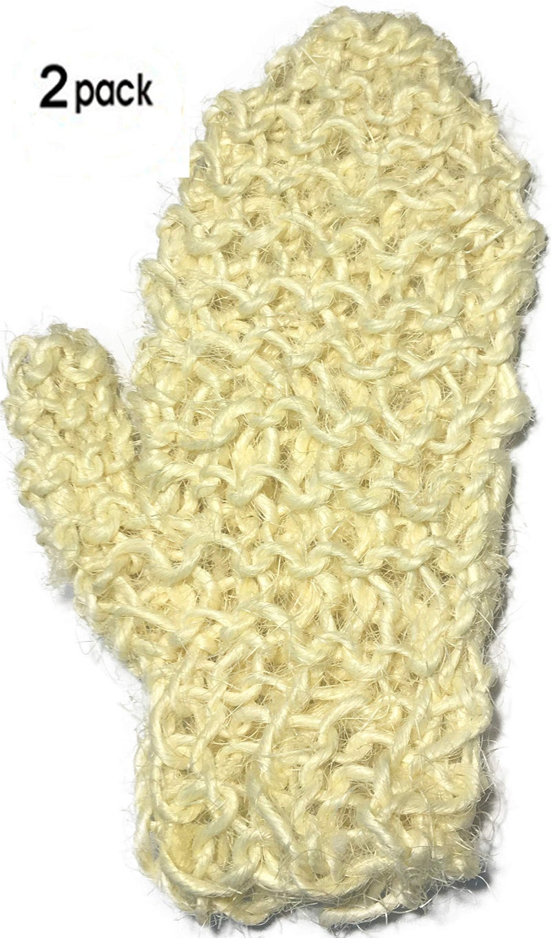 Mr.Cui'shop 2 Pack 100% Natural Exfoliating Sisal Fiber Loofah Glove Mitt Mitten - Bath Sponge Scrubber Remove Dead Skin - Great for Skin Care in The Bath - Spa or Shower for Human or Pets - Image 3