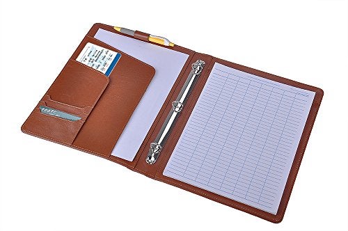 XIAOZHI iCarryAlls Leather Organizer Padfolio with 3-Ring Binder, Fits Letter-Size / A4 Notepad,Brown, 9.8x9.8x12.8 in., 150388PJJ-Brown - Image 4