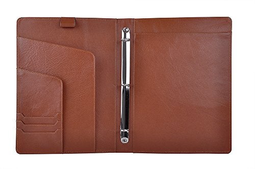 XIAOZHI iCarryAlls Leather Organizer Padfolio with 3-Ring Binder, Fits Letter-Size / A4 Notepad,Brown, 9.8x9.8x12.8 in., 150388PJJ-Brown - Image 2