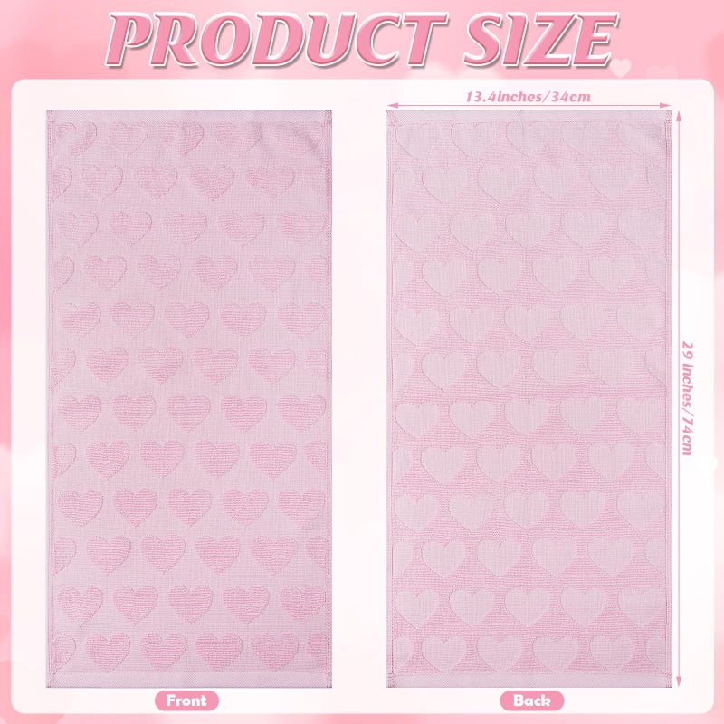 Hallswl 3pcs Valentine's Day Hand Towels Pink Hearts Jacquard Towel for Bath 100% Cotton Soft Bathroom Kitchen Decorative Set for Valentine's Day Holiday Decor Gift,14 x 29 Inch - Image 2