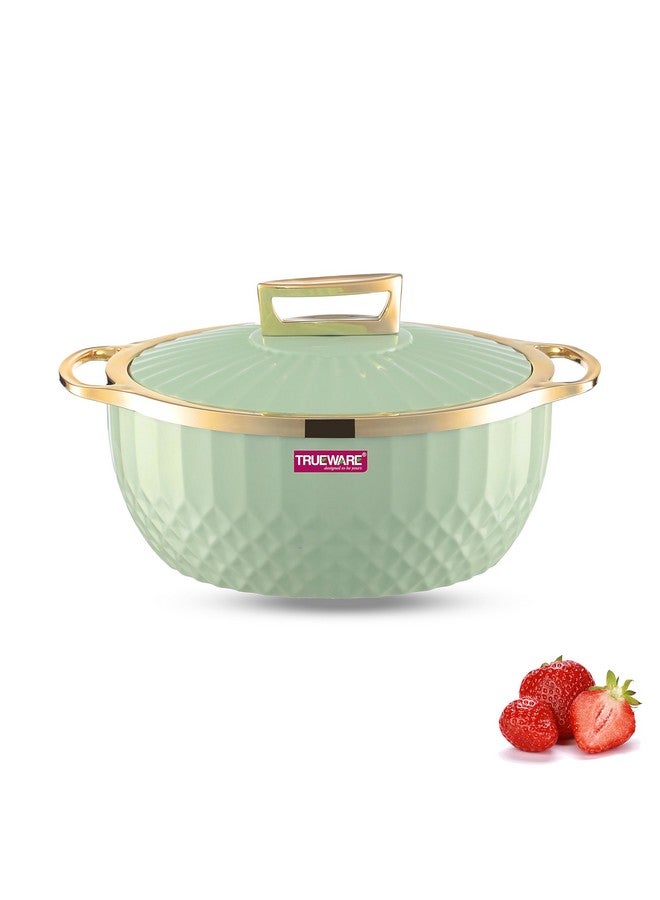 Trueware Krystal Casserole Inner Steel Casserole, 1500 ml, Green | PU Insulated | BPA Free |Odour Proof | Food Grade | Easy to Carry | Ideal for Chapatti | Roti | Curd Maker | Thermoware | Hot Pot - Image 1
