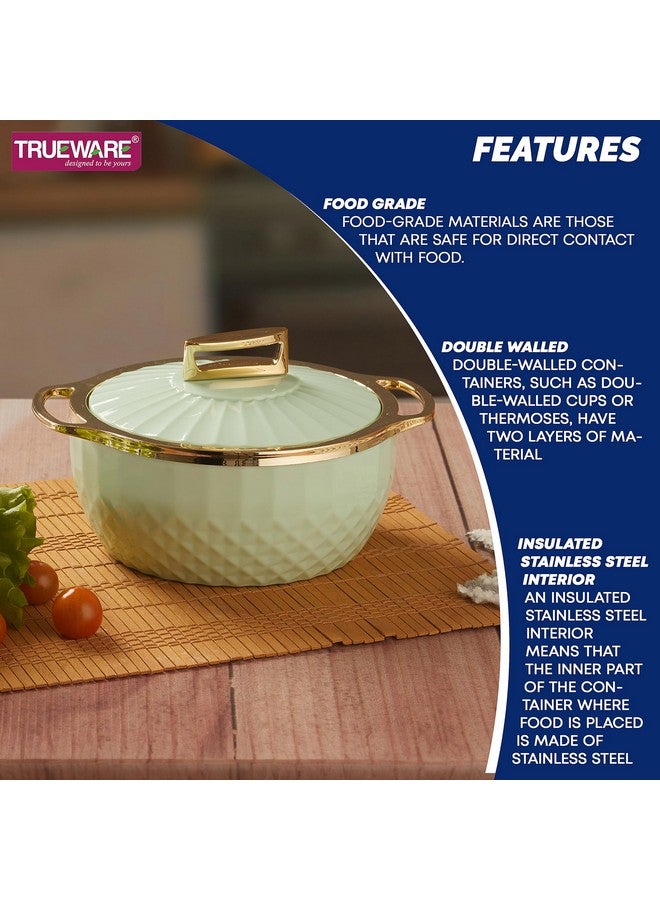 Trueware Krystal Casserole Inner Steel Casserole, 1500 ml, Green | PU Insulated | BPA Free |Odour Proof | Food Grade | Easy to Carry | Ideal for Chapatti | Roti | Curd Maker | Thermoware | Hot Pot - Image 4