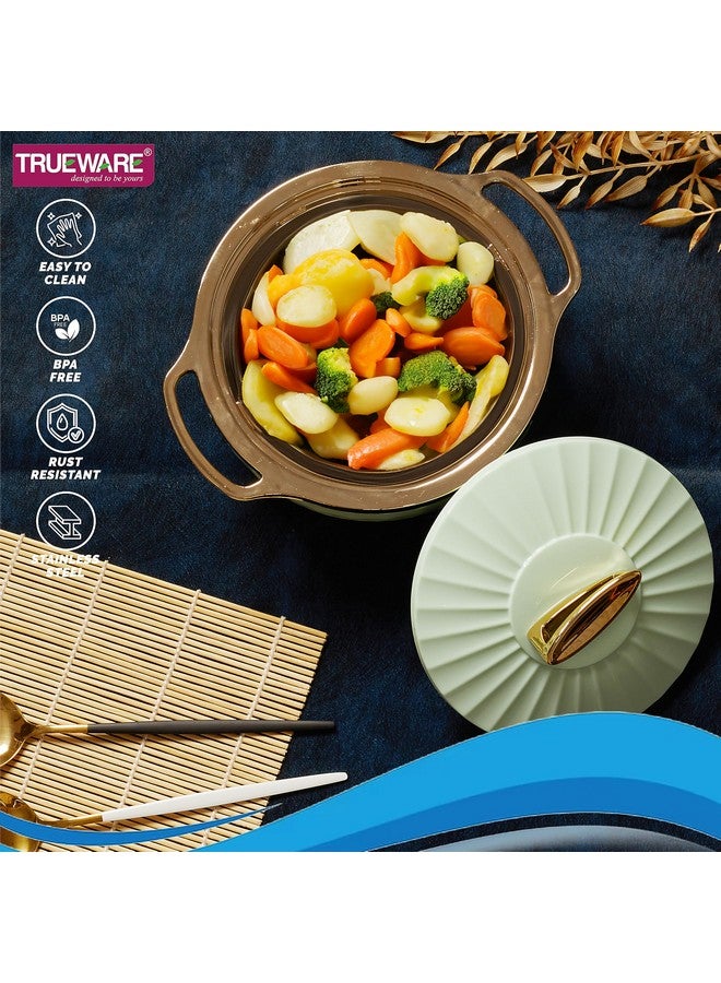 Trueware Krystal Casserole Inner Steel Casserole, 1500 ml, Green | PU Insulated | BPA Free |Odour Proof | Food Grade | Easy to Carry | Ideal for Chapatti | Roti | Curd Maker | Thermoware | Hot Pot - Image 5