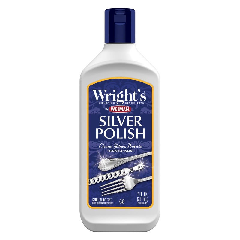 Wright's منظف وملمع الفضة من رايت - 7 أونصات - خالي من الأمونيا - يستخدم على الفضة والمجوهرات والفضة القديمة والذهب والنحاس الأصفر والنحاس والألمنيوم - Image 1