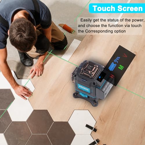 KEZERS Laser Level 360 Self Leveling,4 x 360 Laser Level with Screen Green Laser Level Line tool Leveling and Alignment Laser Tool with Pulse Mode for Construction and Picture Hanging,Remote Control - Image 2