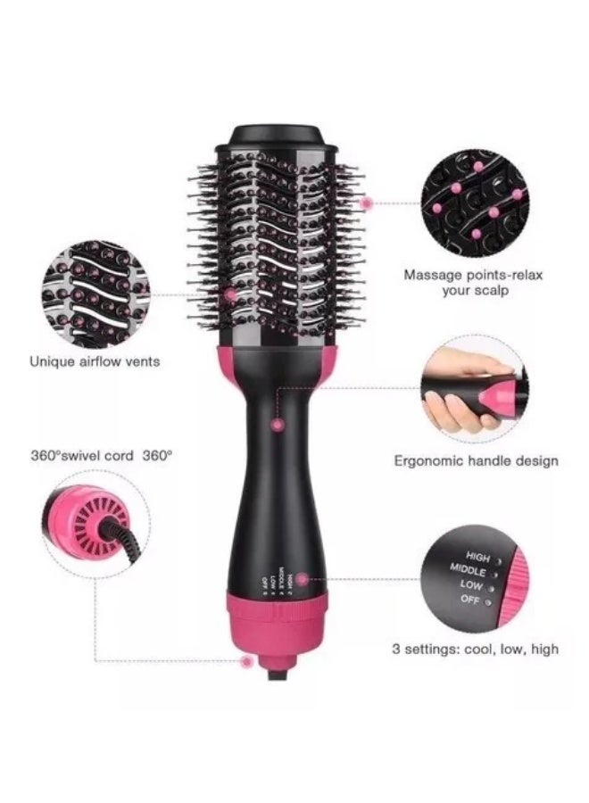 Cronier Professional Hair Dryer Brush, 3 Heat Settings, 360 Degree Swivel Cord, Massage Points, Pink and Black - 1200 W - Image 3
