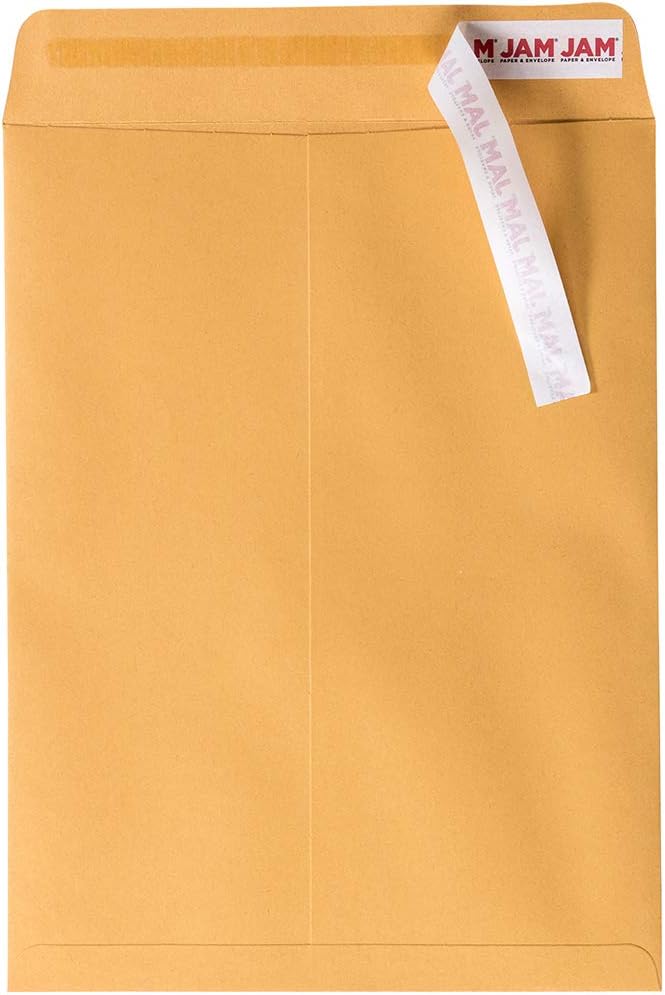 JAM Paper 9 x 12 Open End Catalog Premium Envelopes with Peel and Seal Closure - Brown Kraft Manila - 50/Pack - Image 1