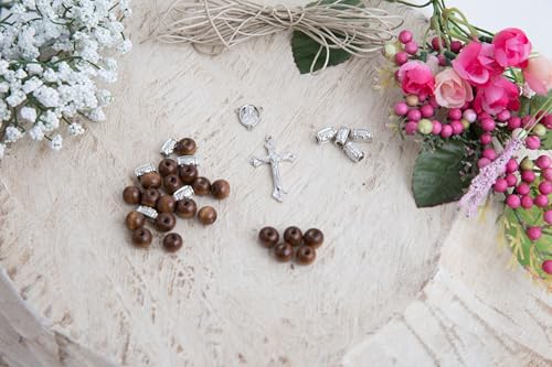 Linpeng Wood Bead Box Rosary DIY Kit, Catholic First Communion Necklace Making Supplies, Gift for Adults Seniors, 1 kit - Image 5