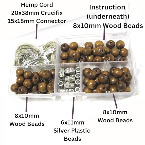 Linpeng Wood Bead Box Rosary DIY Kit, Catholic First Communion Necklace Making Supplies, Gift for Adults Seniors, 1 kit - Image 4