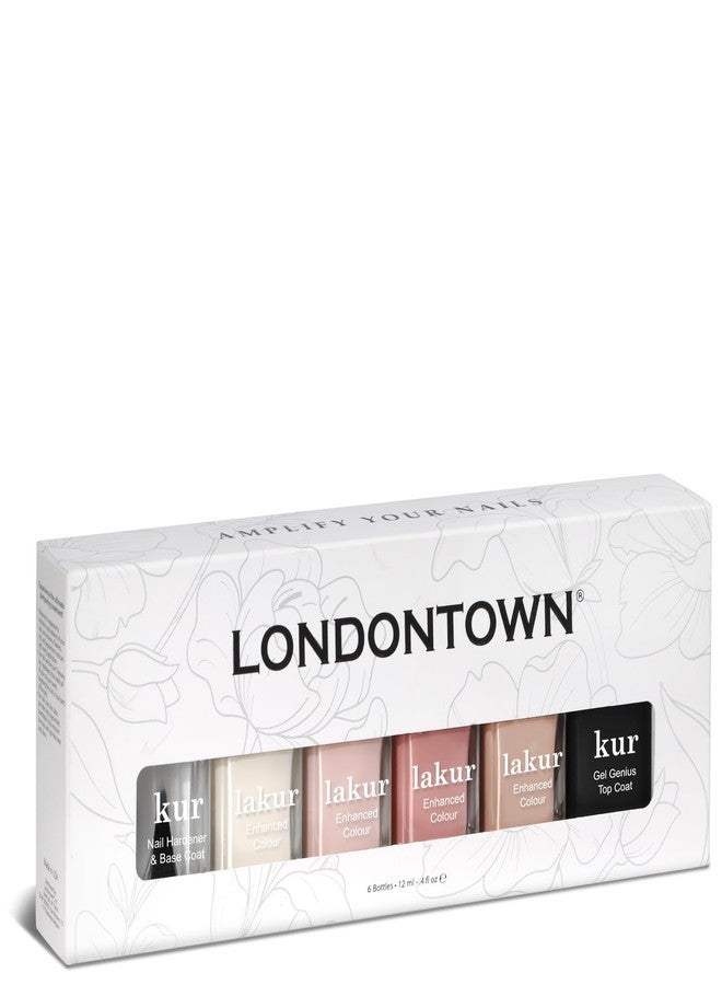 LONDONTOWN The Sophisticate Collection - Full Manicure Nail Polish Kit with Nail Hardener & Base Coat, Gel Genius Top Coat, and 3 Nail Color Shades, 0.40fl oz - Image 2