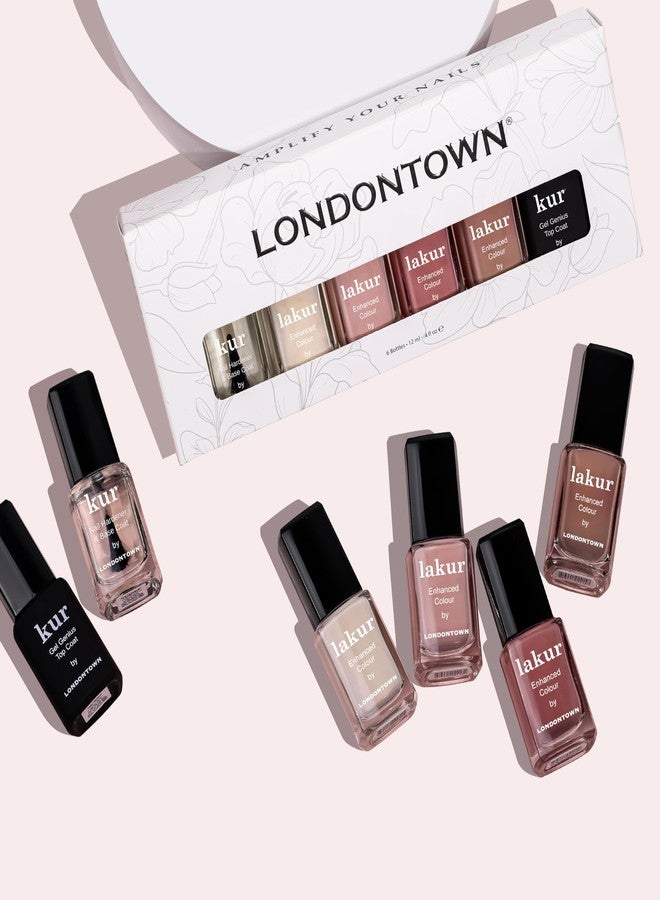 LONDONTOWN The Sophisticate Collection - Full Manicure Nail Polish Kit with Nail Hardener & Base Coat, Gel Genius Top Coat, and 3 Nail Color Shades, 0.40fl oz - Image 3