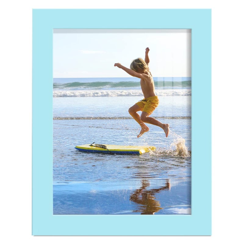 Renditions Gallery 6x8 inch Picture Frame High-end Modern Style  Made of Solid Wood and High Definition Glass Ready for Wall and Tabletop Photo Display  Blue Frame - Image 1