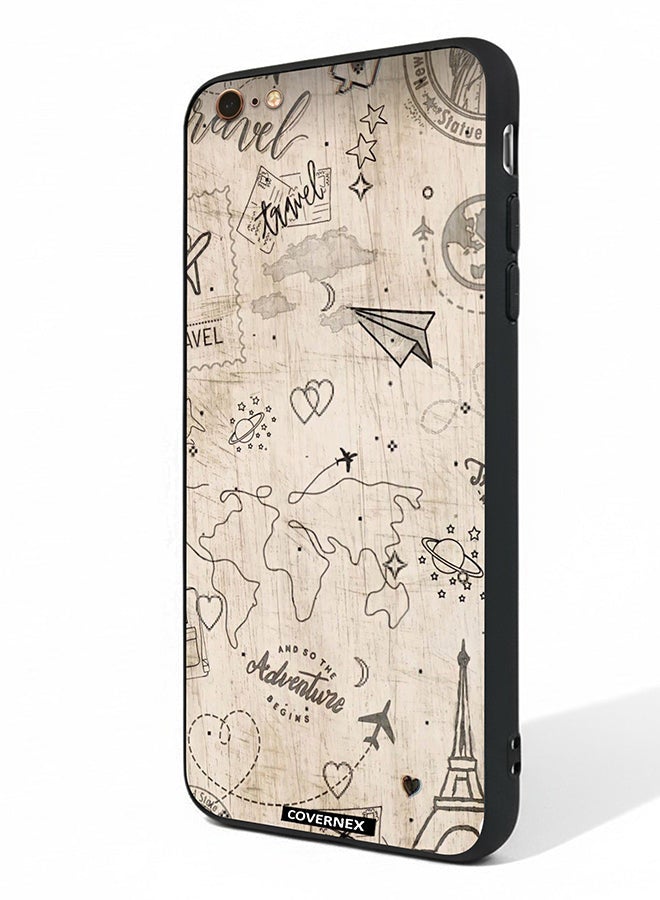 Covernex Apple iPhone 6s Plus Protective Case Cover Printed Featuring Wonderlust Sketch World Map - Image 1