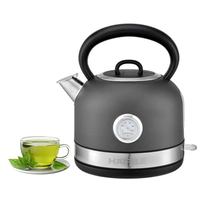 Hafele Dome Plus 2200W, 240V Electric Stainless Steel Kettle with Spout Cover with Analogue Temperature Display, Detachable Micro-Mesh Filter for Lime Scale Filtering, Easy Cleaning (1.7 L, Grey) - Image 1