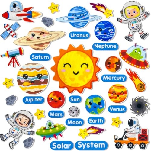 PENGFULL Felt Flannel Board Story Pieces for Toddlers PreschoolKids Interactive Storytelling Teaching Play Kits for Flannel Board or Felt Boardwith Words Felt PiecesSolar System - Image 1