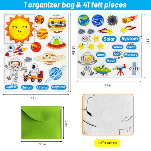 PENGFULL Felt Flannel Board Story Pieces for Toddlers PreschoolKids Interactive Storytelling Teaching Play Kits for Flannel Board or Felt Boardwith Words Felt PiecesSolar System - Image 5