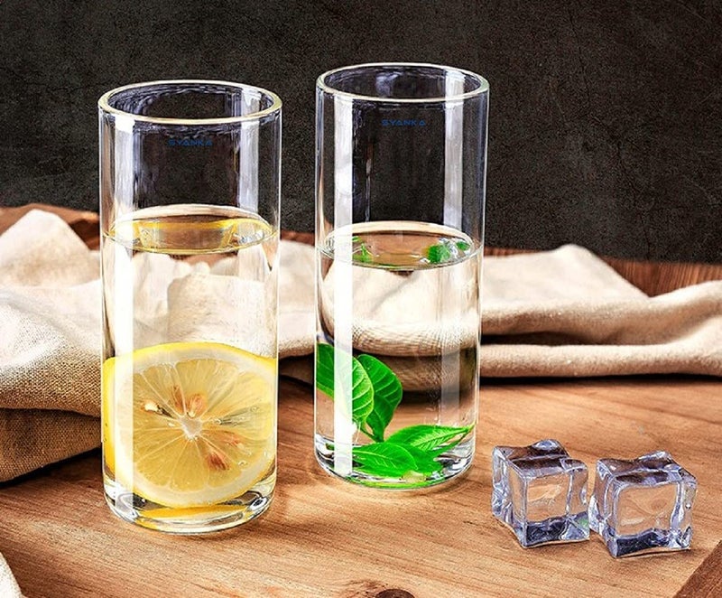 SYANKA Italian Premium Juice and Cocktail Glasses Set of 4, Transparent, 300ml, Stylish Crystal Highball Glasses - Image 5